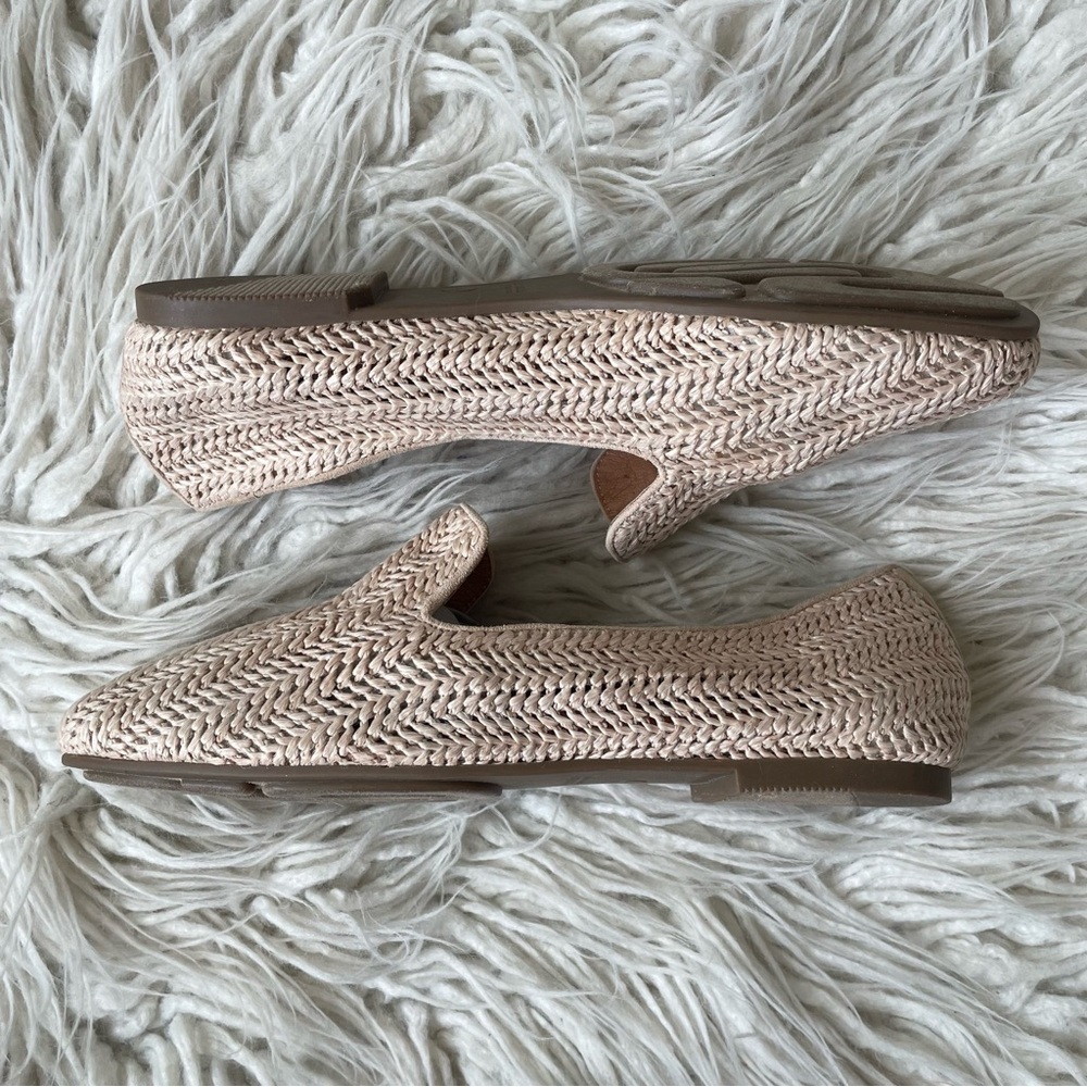GENTLE SOULS Kenneth Cole Leather Woven Natural Beige Eugene Smoking Flats EUC 8 - Picture 4 of 12